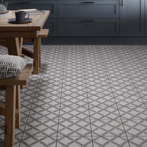 Mondrian Grey Patterned Matt 33.5 x 33.5